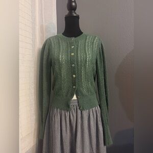 SOLD Madewell Alpaca Blend Pointelle Cardigan – Green (Size M)